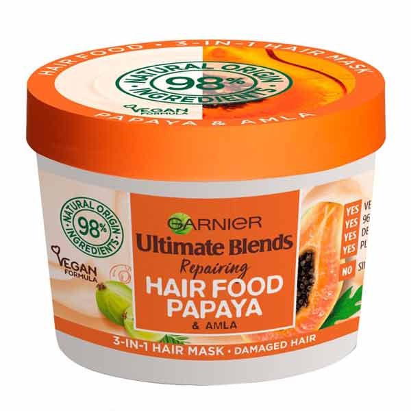 Garnier Ultimate Blends Hair Food Papaya & Amla 3-In-1 Damaged Hair Mask  Treatment, 390 ml – Asteria
