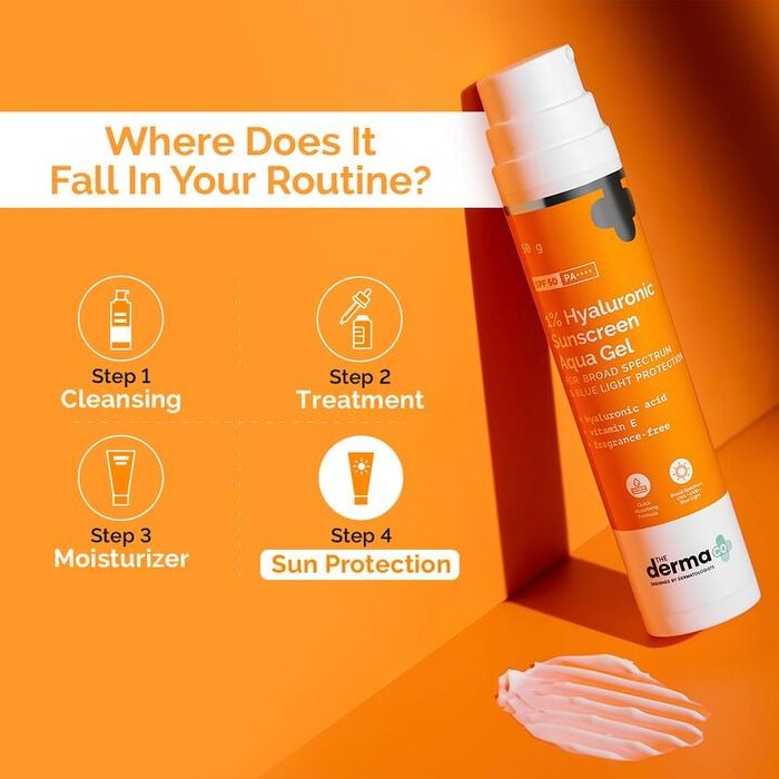 The Derma Co. 1% Hyaluronic Sunscreen Aqua Gel SPF 50 PA++++, 50 g - Image 6